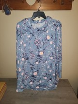 Lularoe Turtleneck Top Large Blue Floral - $9.49