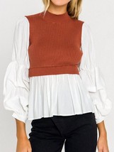 2.7 August Apparel knit woven combo top for women - £45.80 GBP