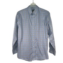 Jos A Bank Travelers Collection Shirt Button Up Men&#39;s Large Blue Gray Plaid - £14.94 GBP