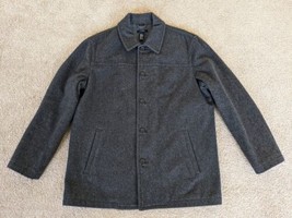 J Crew Wool Pea Coat Men&#39;s Size Large Car Lined Button Up Gray VTG - £54.75 GBP
