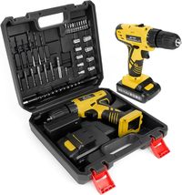 Portable 21V Power Drill Set with 37PCS Drill Bit,Cordless Drill Kit, Yellow - £35.71 GBP