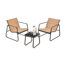3 Pieces Patio Conversation Set with Breathable Fabric and Tabletop-Brow... - $2,756.60 MXN