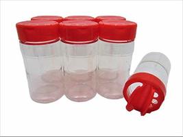 Large 8 OZ Clear Plastic Spice Container Bottle Jar With Red Cap- Set of... - £9.65 GBP