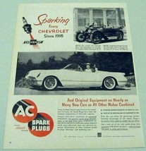 1953 Print Ad AC Spark Plugs Chevrolet Corvette Convertible &amp; 1916 Baby Grand - £12.75 GBP