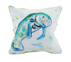 Betsy Drake Betsy&#39;s Manatee Indoor Outdoor Decorative Throw Pillow 18in. - £43.51 GBP