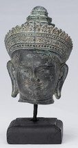 Antique Banteay Srei Style Bronze Mounted Khmer Vishnu Head - 24cm / 10&quot; - £417.20 GBP