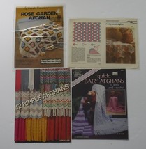 Vintage Single Crochet Pattern leaflets Lot of 4 Rose Garden Afghan - £6.00 GBP