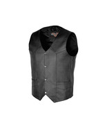 Vance Leather Men&#39;s Basic Leather Vest with plain sides pockets front bu... - $868.61 MXN+