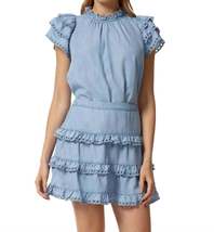 EYELET TRIMMED TIERED MINI SKIRT - $76.00