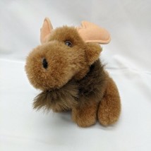 Vintage 7&quot; Princess Soft Toys Brown Moose Stuffed Animal Plush - £13.37 GBP