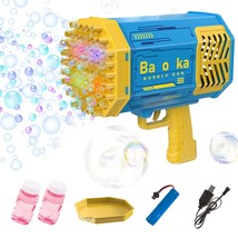 Bubble Gun With 69-Hole And Light, Summer Indoor Outdoor Activity Bubble Blaster - £58.51 GBP
