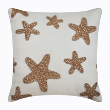 White Throw Pillow Covers 16&quot;x16&quot; Cotton, Gold Starfish - £36.01 GBP+