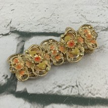 Gold Toned Slide Bracelet Vintage Floral Pink Buds Womens Fashion Jewelry - £15.78 GBP