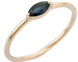 14K Gold Blue Sapphire Dainty Ring - £173.85 GBP