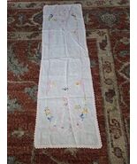 Vtg Crinoline Lady Southern Belle Linen Table Runner Hand Embroidery 11x38 - $19.55 CAD
