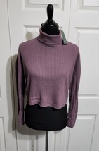 Women&#39;s Long Sleeve Turtleneck Cropped Shirt - Dark Mauve - waffle mater... - $10.99