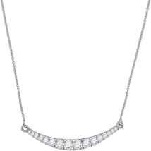 10k White Gold Womens Round Diamond Curved Bar Pendant Necklace 1 Cttw - £1,118.29 GBP