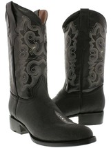 Mens Western Cowboy Boots Stingray Pattern Leather Single Stone Round Toe Black - £87.40 GBP
