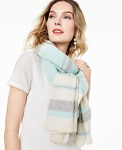 NEW CHARTERS CLUB GREEN STRIPES  LARGE 100% CASHMERE  WRAP SCARF $199 - £82.05 GBP