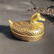 Vtg Black Gold Gilt Lacquer Box Duck/ Goose Burmese Trinket Box - $99.98