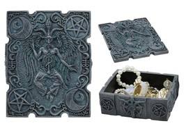 Satanic Sabbatic Goat Baphomet With Crescent Moons And Pentagram Decorative Box - £24.76 GBP