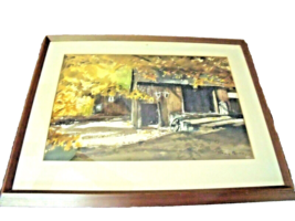 Vintage Harry Buckley Stable Barn Watercolor Painting Framed Ranch Signed - £395.59 GBP