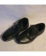 Black Oxford Lace Up Boys Dress Shoes Size 2M Toe Scuff PHOTOED - £11.54 GBP