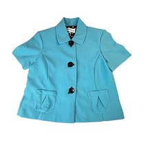 Danny and Nicole Blazer Womens 8 Teal Blue 3 Button Short Sleeve Suit Ja... - $34.99