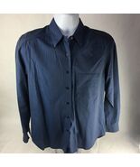 Fil A Fil Mens Button Front Shirt Blue Striped Long Sleeve Pocket 100% C... - $213.95 MXN