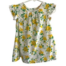 Sweet Magnolia Dress 3T Yellow Green Floral Ruffle Sleeves Lined - $16.00