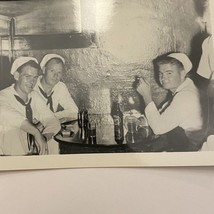 Found Black And White Photo 3 Soldiers Drinking In Restaurant Bar 1944 WW2 - £6.72 GBP