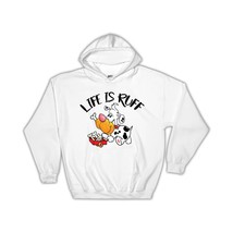 Dalmatian Cartoon Cart Bones Life is Ruff : Gift Hoodie Dog Puppy Pet Animal - £27.79 GBP