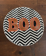 Nicole Miller Beaded Boo Halloween Orange Black White Placemat Chargers - £21.52 GBP