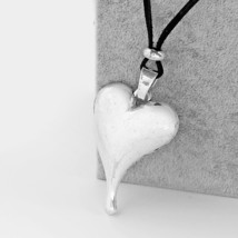 1PCS Large Heart Shape Charms Pendants Faux Suede Velvet Cord Simple Necklace Ch - £12.49 GBP