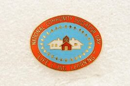 Vintage Enamel Jewelry Pin National Community Education Day Life Long Le... - $12.86