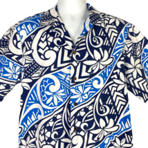 Tapa Tiki Tribal Print Makapuu L Hawaiian Shirt size Large Mens 47x31 USA Made - £28.02 GBP