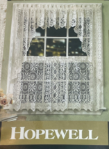 Hopewell Jacquard Lace Tier Pair 58&quot; x 36&quot; Country Cream Rod Pocket Flor... - $28.05