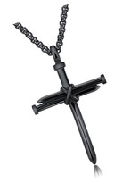Men&#39;s Nail Cross Necklace Stainless Steel Cross - £38.35 GBP