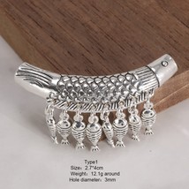 S925 Sterling Silver Vintage Ethnic Style Syphon Shape Choker for Women Fish Tas - £50.63 GBP