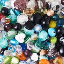 1 Pound Lampwork Glass Beads Flat Coin Swirl Assorted Lot 11mm-29mm Mixed Set - £27.00 GBP