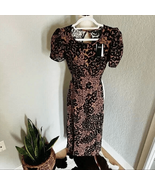 AFRM Jamie Print Open Back Short Sleeve Dress, Brown/Black Animal, Small... - $59.00