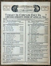 1944 CIRCUS DAY ROUTE CARD (April 23) Charlie Campbell&#39;s list of travel ... - $9.89