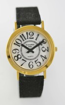 Scottsdale Polo Unisex Armbanduhr Perle Edelstahl Gold Leder Leinen Black Quarz - £7.91 GBP