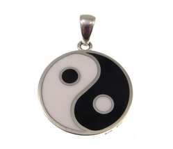 Handcrafted Solid 925 Sterling Silver Yin Yang Reversable Pentacle Pendant - £53.95 GBP
