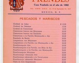 Restaurant Prendes Menu 16 de Septembre in Mexico City Mexico 1967 - $18.81
