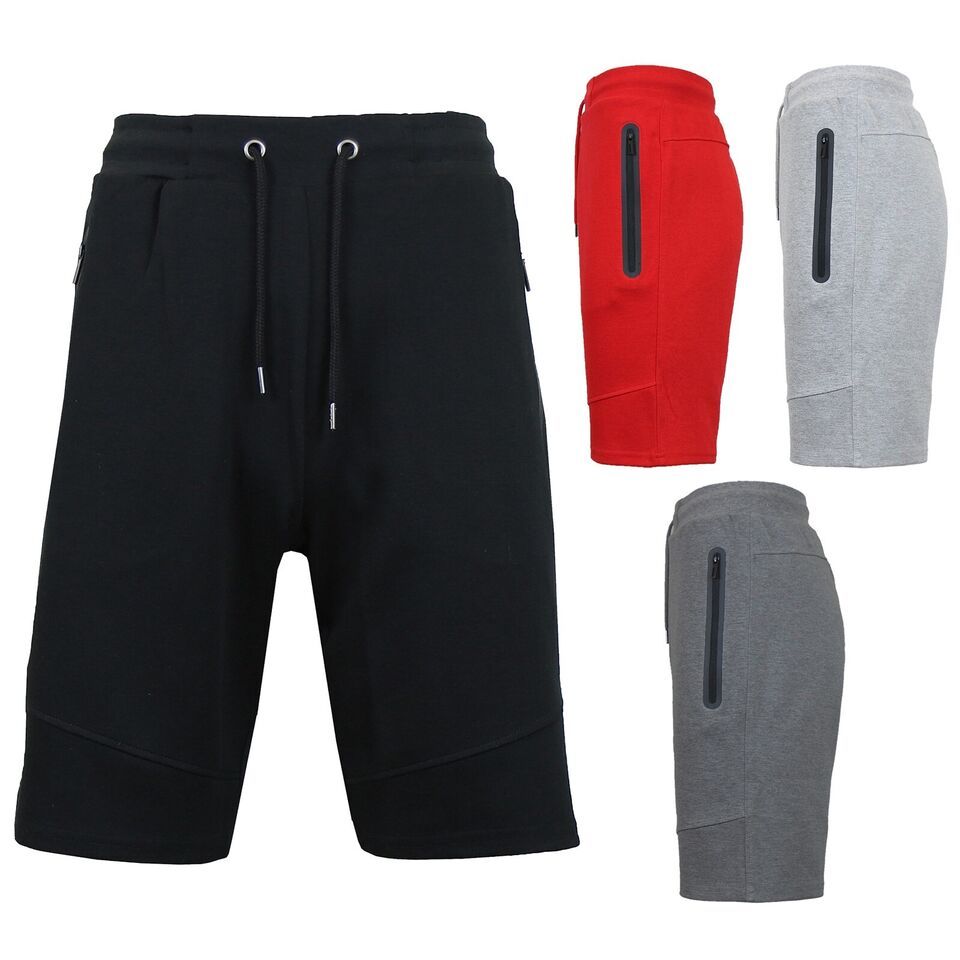 Men’s Sweat Jogger Shorts Casual Summer Lounge Gym Tech Shorts Zipper Pockets