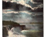 Moonlight Night View From Below Niagara Falls New York NY 1913 DB Postca... - $3.51
