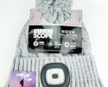 Night Scope Womens Nova Pom Hat Gray Rechargeable LED Beanie Cable Knit NWT - $22.20