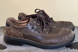 Ecco Mens Light Shock Point Leather Brown Lace Up Oxford Shoes Size 44 US 11 - £23.06 GBP