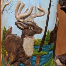 Vtg 12&quot; Deer Roam The Wild River Trees  Ceramic Mug Stein - £41.21 GBP